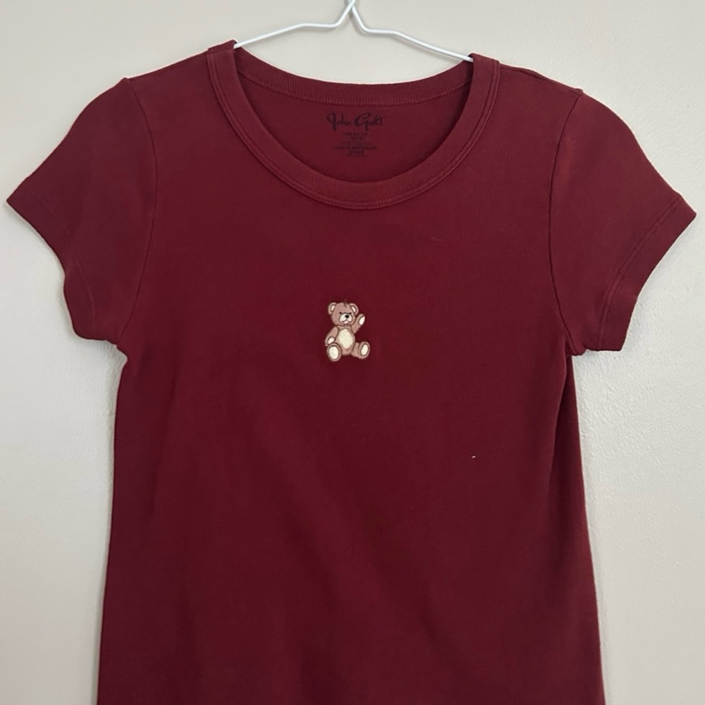Brandy Melville Burgundy Tee with Bear